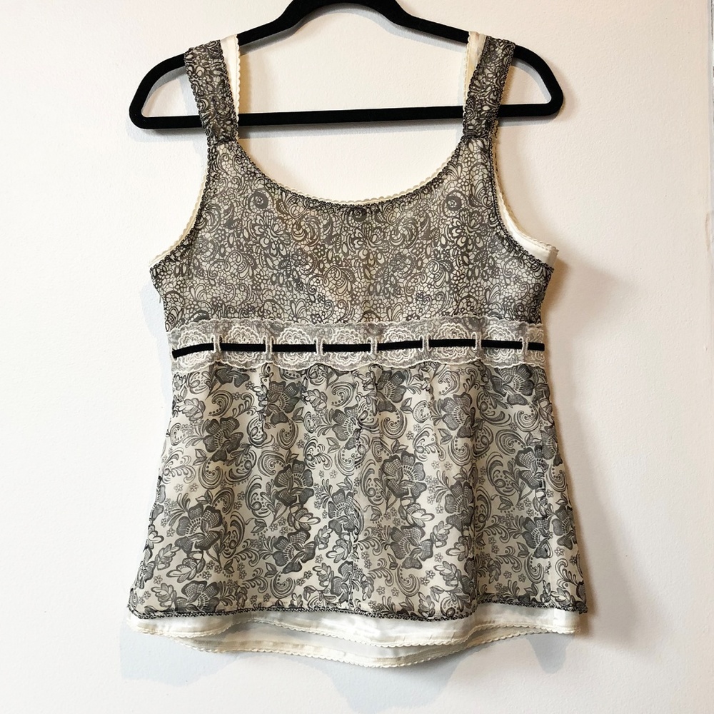 ๐ผ SOLD ๐ผ SUMMER WHBM Floral Lace Ivory Tank Top - Picture 3 of 8